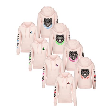 HOODIE Ladies' Heavy Damen - pink - Vikings Bär (Front-Stick ...