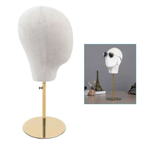 Golden Wig Display Stand Adjustable Mannequin Head Hat Cap Hair Display ...