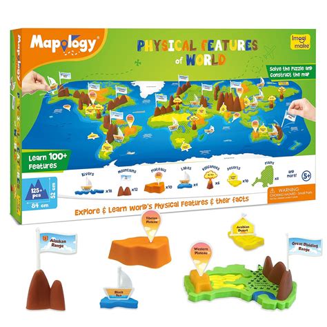Buy Imagimake Mapology Physical Features of World Map | 3D Puzzle ...