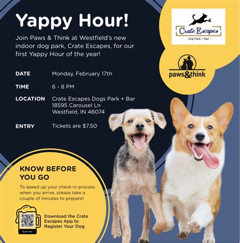 Paws & Think Yappy Hour at Crate Escapes , 18595 Carousel Lane ...