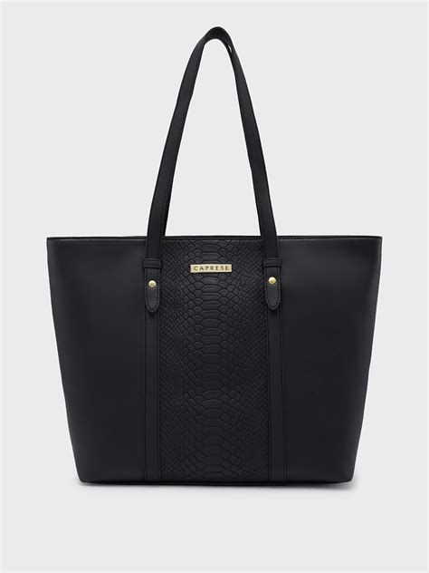 Buy Caprese Sameera Large Black Laptop Tote Bag @ Rs.5499 | Caprese Bags