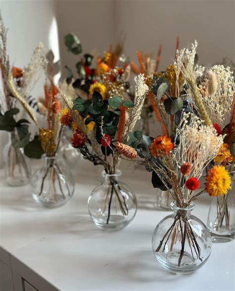 Mara dried flower table arrangements / green and orange / DRIED wedding ...