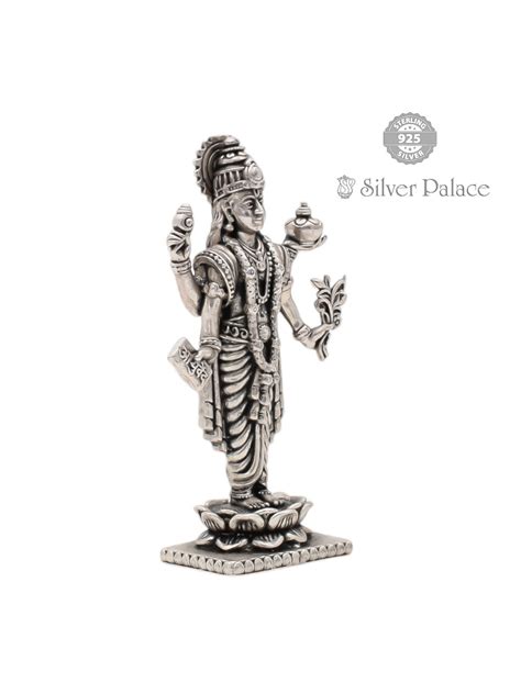 Lord Dhanvantari Idol In Silver Antic Finish In Standing Position Lord ...