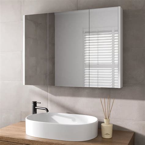 Buy Aurora Wall ed 650 x 900mm Bathroom Mirror Cabinet 3 Door Storage ...