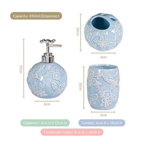 Butterfly Bath Set Of 3 Blue Online - Premium Bath Set | Nestasia