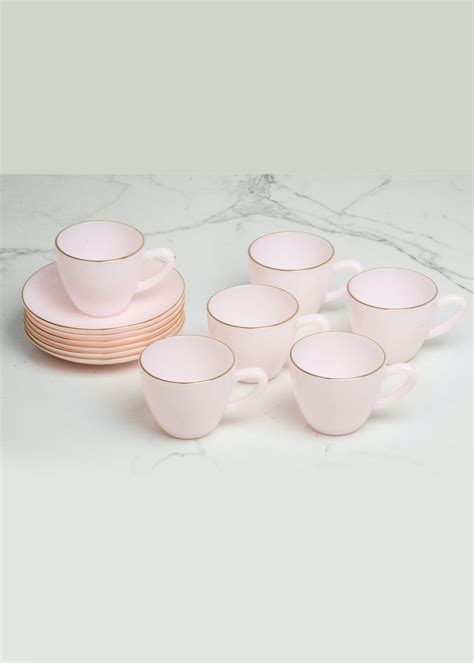 Get Contrast Rim Detail Pastel Glossy Cup & Saucer Set at ₹ 2925 | LBB Shop