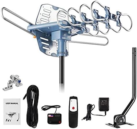 150 Miles Range Amplified Digital Outdoor TV Antenna with Mount Pole 4K ...