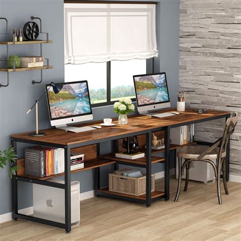 Tribesigns Two Person Desk with Bookshelf, 78.7 India | Ubuy