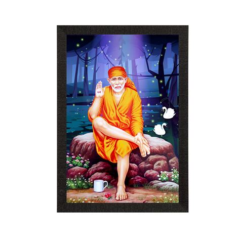 Sai Baba Satin Matt Texture UV Art Painting - eCraftIndia Online