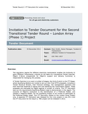 Fillable Online ITT Document for London Array - Ofgem Fax Email Print ...