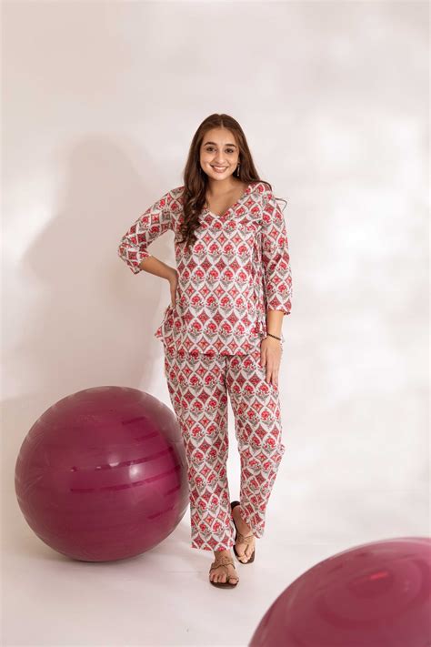 Whimsical Geometry Gala: White Cotton Geometrical Anghrakha Co-ord Set ...