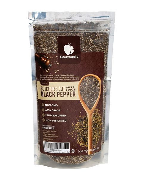 Gourmanity 1lb Coarse Black Pepper Butcher's Cut - Bulk Ground ...