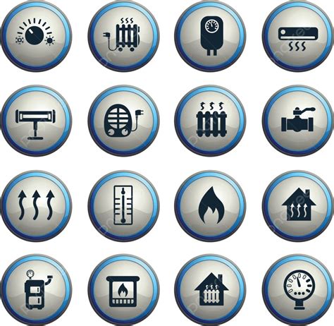 Heating Icon Set Heating Air Conditioner Regulator Vector, Heating, Air ...