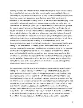 A Hunger Artist by Franz Kafka: Annotate & Defend - AP Lit Skills