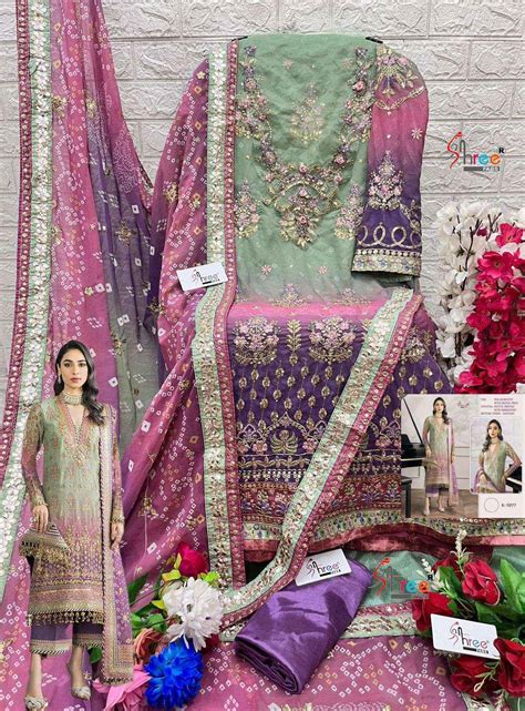 SHREE FAB DESIGN NO K 5077 HEAVY EMBROIDERY PARTY WEAR SUIT