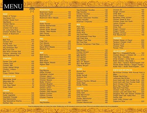 Menu at Bar B Que Inn, Changanassery