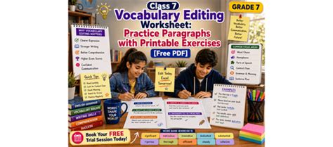 Class 7 Vocabulary Editing Worksheet: Practice Paragraphs with ...