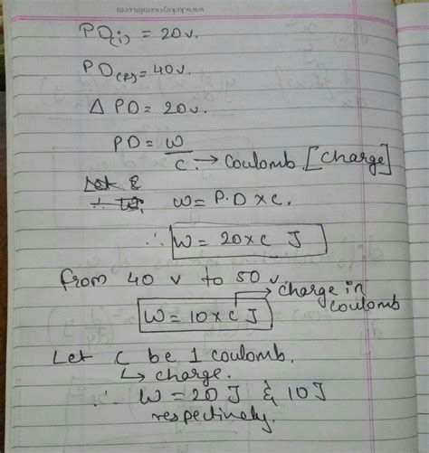 The work done against electric forces in increasing the potential ...