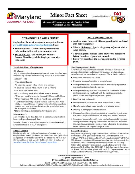 Free Maryland Maryland Child Labor Labor Law Poster 2026
