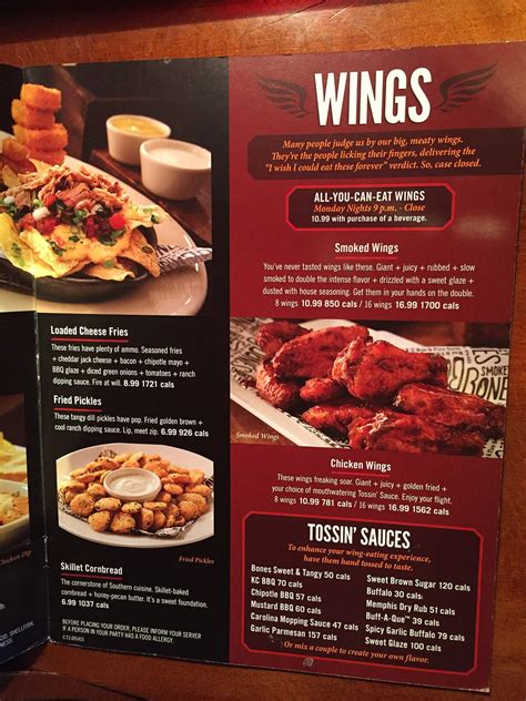 Smokey Bones Menu Prices