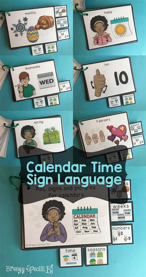 ASL (Sign Language) Visual Calendar Time Flashcard Dictionary for ...