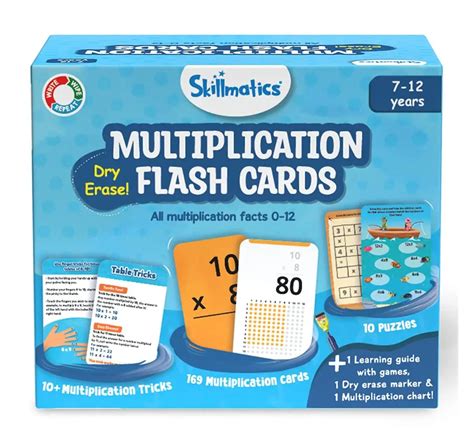 Buy Skillmatics Multiplication Flash Card - 169 Cards with Dry Erase Marker, 2nd to 6th Grade ...