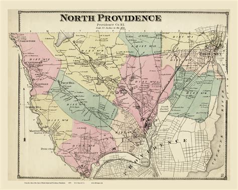 North Providence, Rhode Island 1870 - Old Town Map Reprint - OLD MAPS