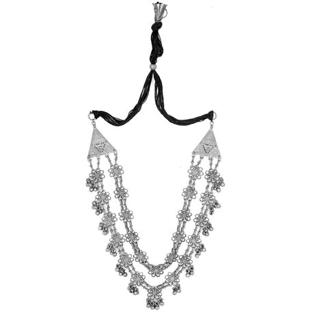 Buy Teejh Antique Silver Polish Long Necklace Online for Women