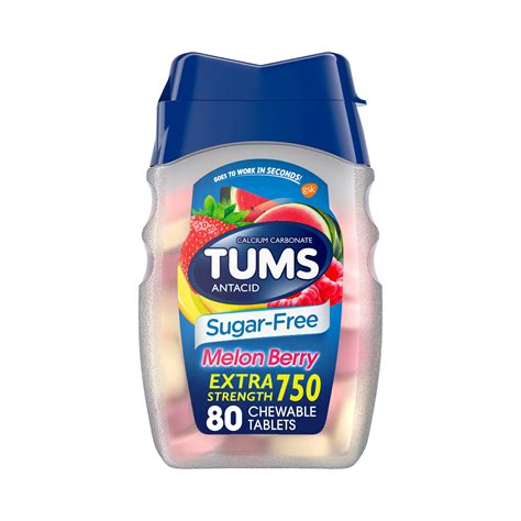 Tums Extra Strength Heartburn Relief Chewable Antacid Tablets, Melon Berry, 80 Count - Walmart.com