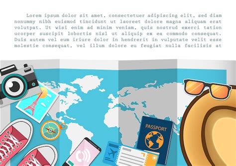 Accessories travel around the world. | Premium Vector