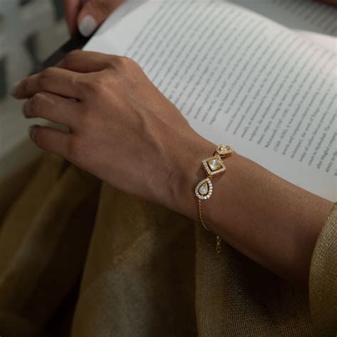 Shop Online Nila Polki Bracelet 92.5 Silver Jewellery in Chennai
