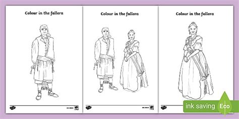 Fallero and Fallera Colouring Pages Colouring Sheets