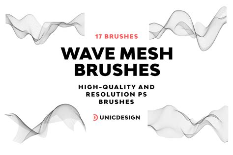 17 Wave Mesh Photoshop Brushes, a Brush Add-On by UnicDesign
