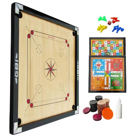 Buy GBI Carrom Board High Gloss Finish with Free Coins, Striker and ...