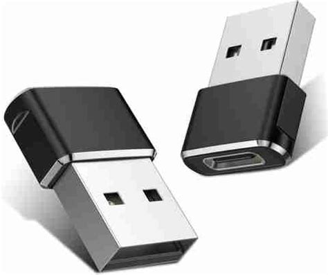 Jihaan Black usb to type c 2 Pack Mini USB C Type C Adapter Plug, Type ...