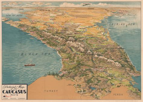 Intourist, Pictorial Map of the Caucasus, 1930 c. | The Map House