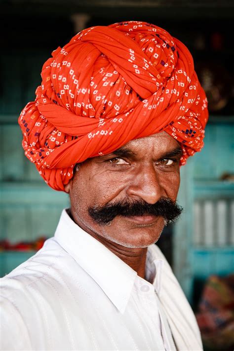 Rajastani man with colourful Turban. | Man photo, Indian look, Indian face