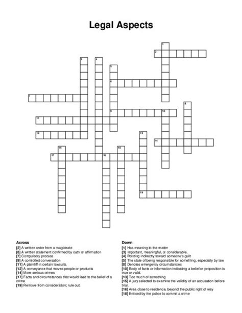 Legal Studies Crossword Puzzle