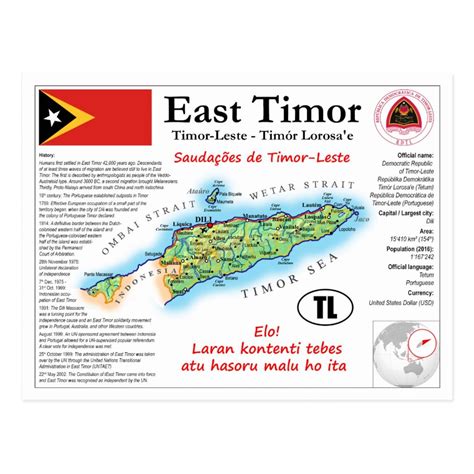 Timor-Leste (East Timor) Map Postcard