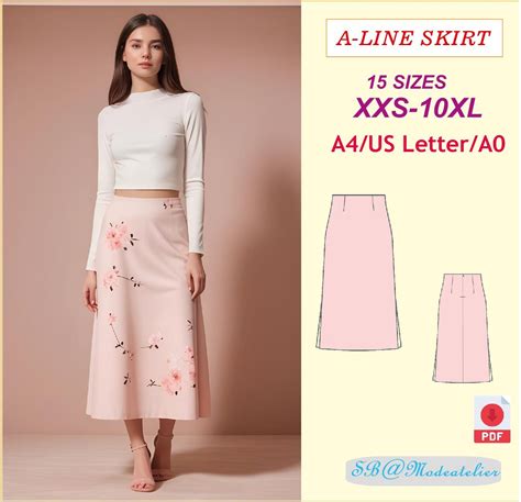 Midi A-line Skirt Sewing Pattern/ Easy Skirt Pattern/summer Skirt ...