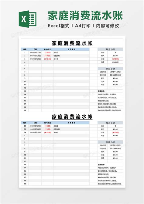 流水账Excel表格模板_流水账Excel表格模板下载_熊猫办公