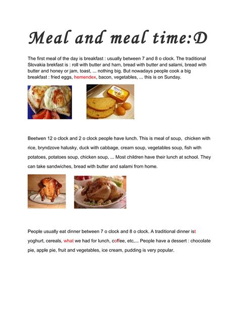 Meal and meal times in Slovakia | RTF