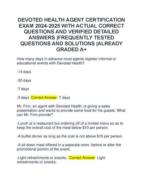 DEVOTED HEALTH AGENT CERTIFICATION EXAM 2025 ALL ACTUAL CORRECT ANSWERS ...