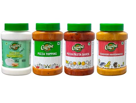 Creamooz Ready to Eat Mayonnaise Combo Pack of 4 – Mayo, Tandoori Mayo ...
