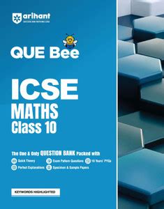 Arihant QUE Bee ICSE Maths Question Bank For Class 10 | with Quick ...