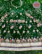 Dark Green Color Fancy Bandhani Poshak with with Zari and Lappa Work