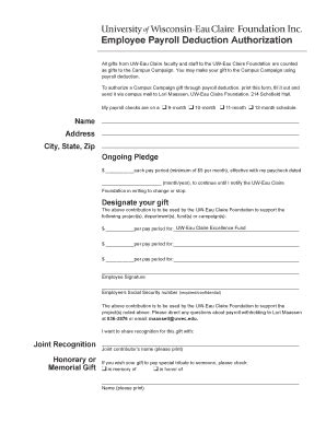 Fillable Online uwec All gifts from UW-Eau Claire faculty and staff to ...