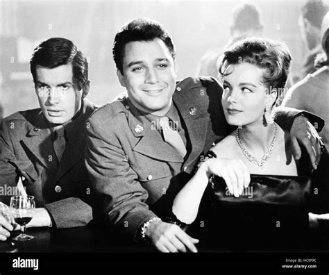 THE VICTORS, from left, George Hamilton, Michael Callan, Romy Schneider ...
