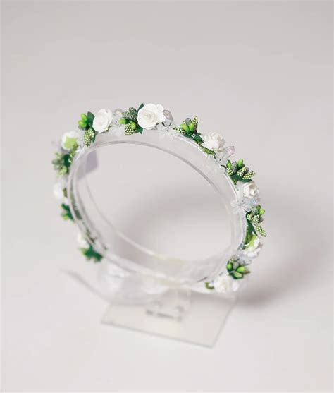 White And Green Floral Handmade Tiara For Baby Girls | Nakshatra Kids ...