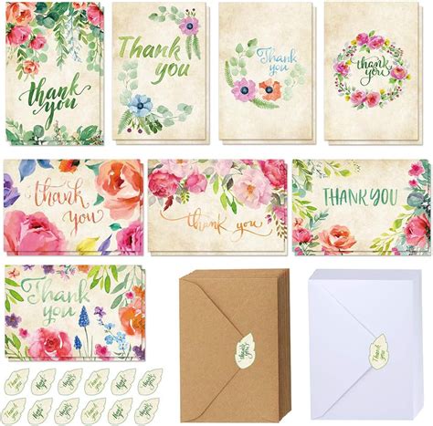 Buy 120 Sets Bulk Thank You Cards with Envelopes Stickers Assortment ...